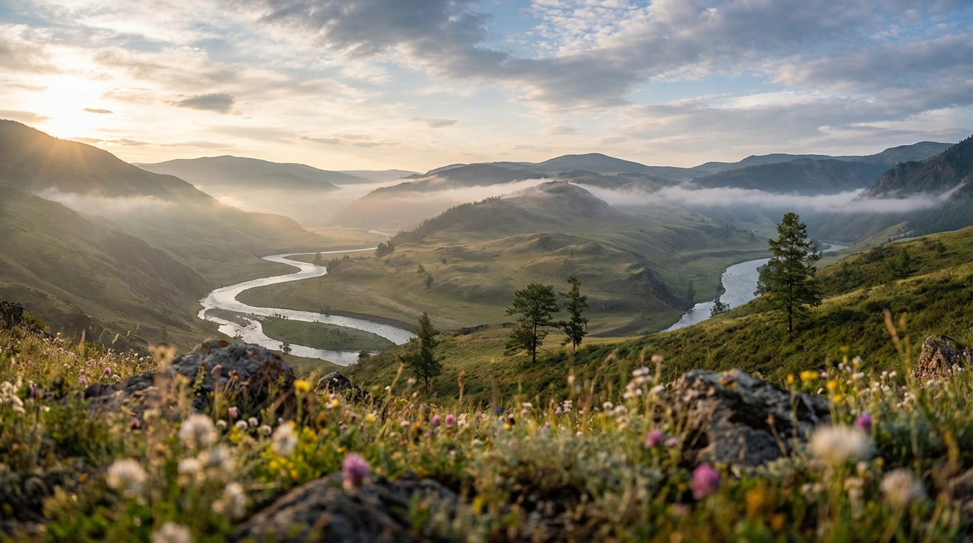 Eine malerische Tiroler Berglandschaft mit Holzhäusern. Vor einem der Häuser steht ein gelbes Warnschild, das als Symbol für einen illegalen Freizeitwohnsitz dient.